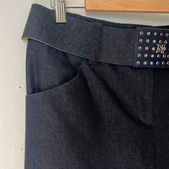 Missoni Italy Orange Label Vintage Y2K Studded Buckle Belted Tapered Jeans Sz 44 - Picture 4 of 7